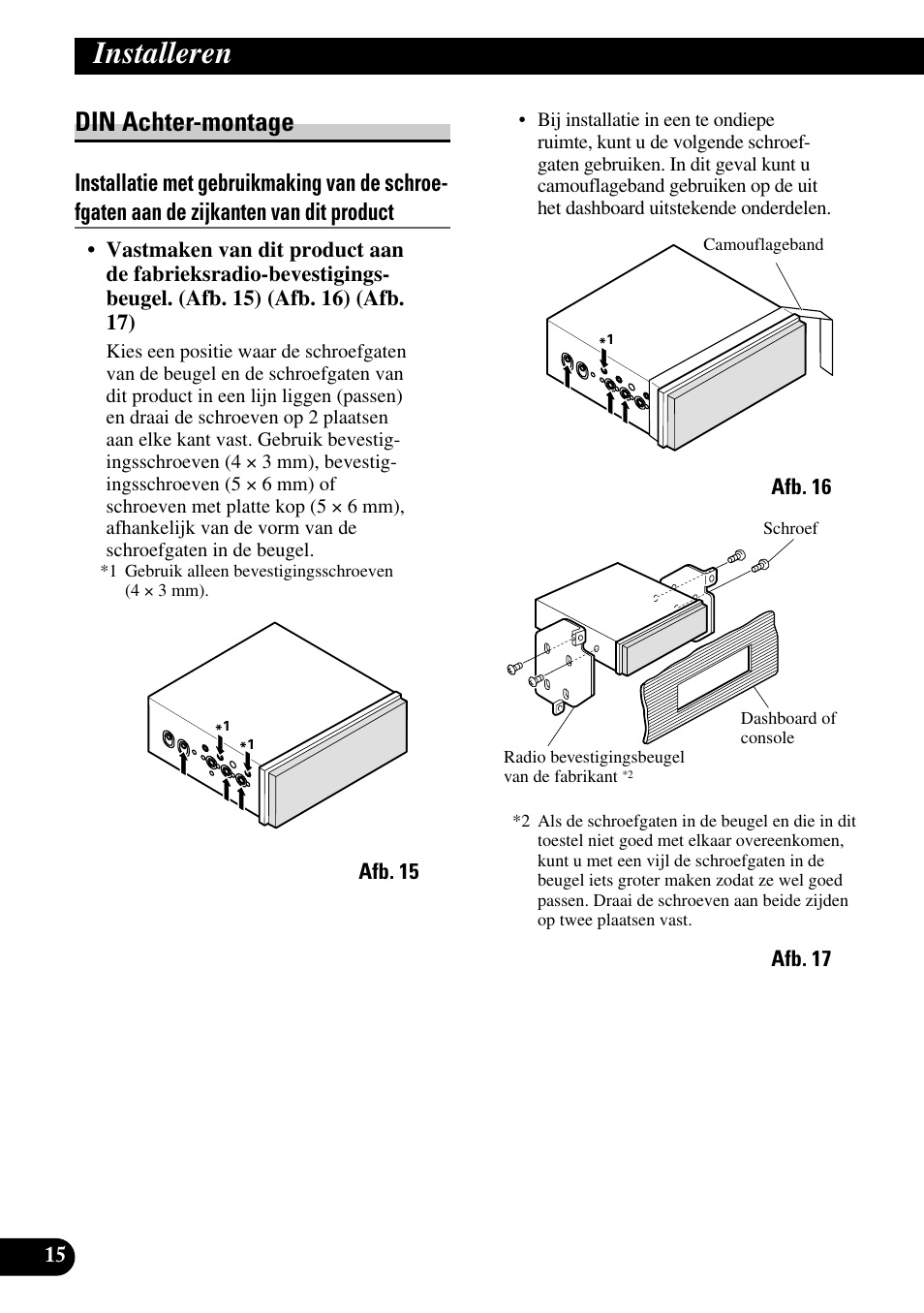 Din achter-montage, Installeren | Pioneer AVH-P7500DVD User Manual | Page 96 / 100