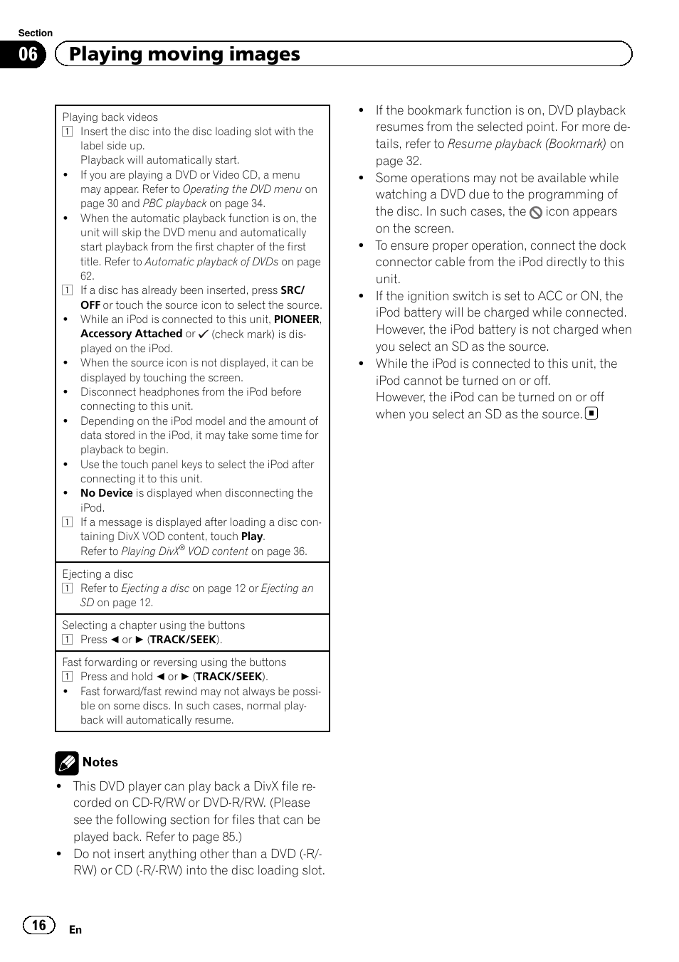 06 playing moving images | Pioneer AVH-P4200DVD User Manual | Page 16 / 96