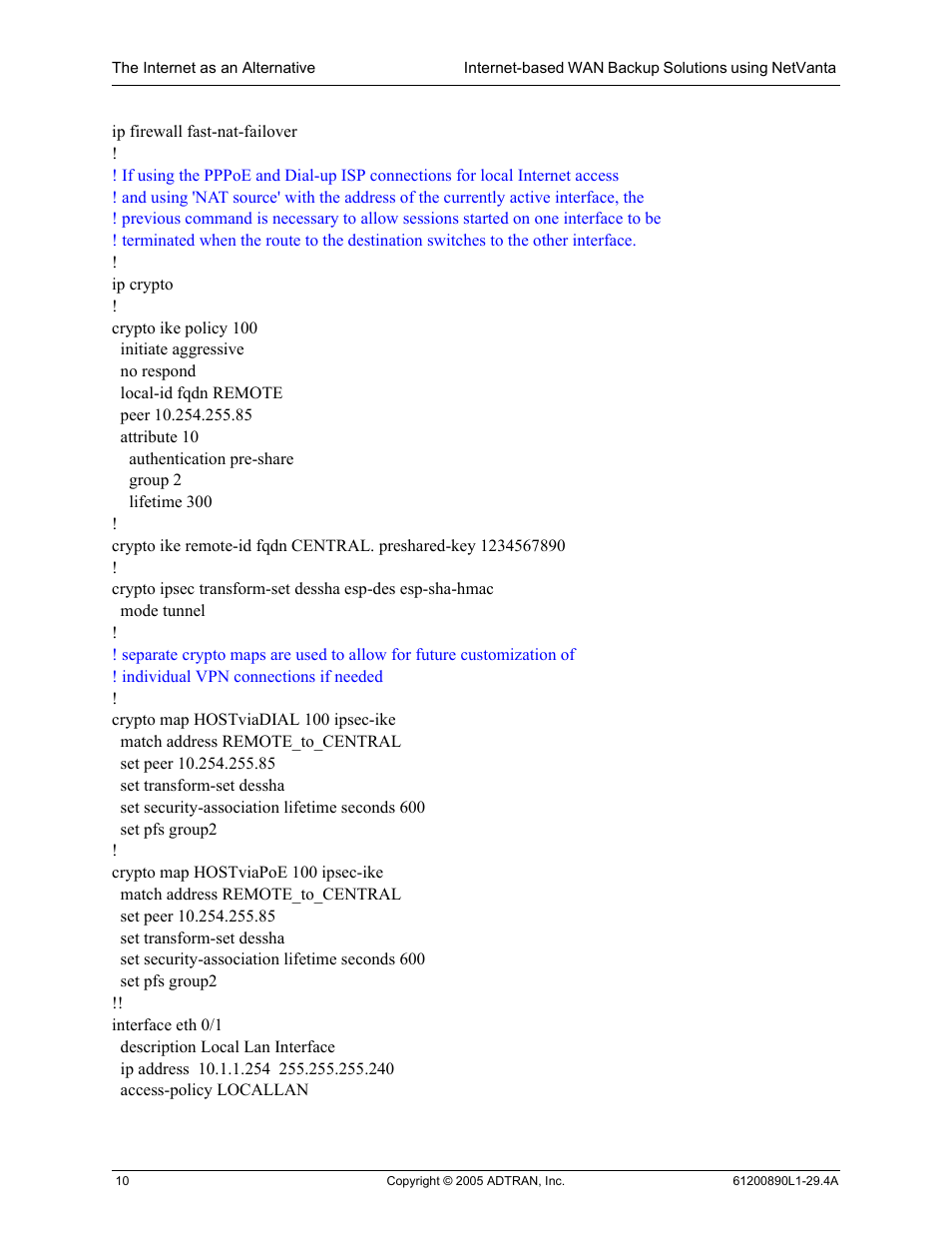 ADTRAN NetVanta Internet-Based WAN Backup User Manual | Page 10 / 12