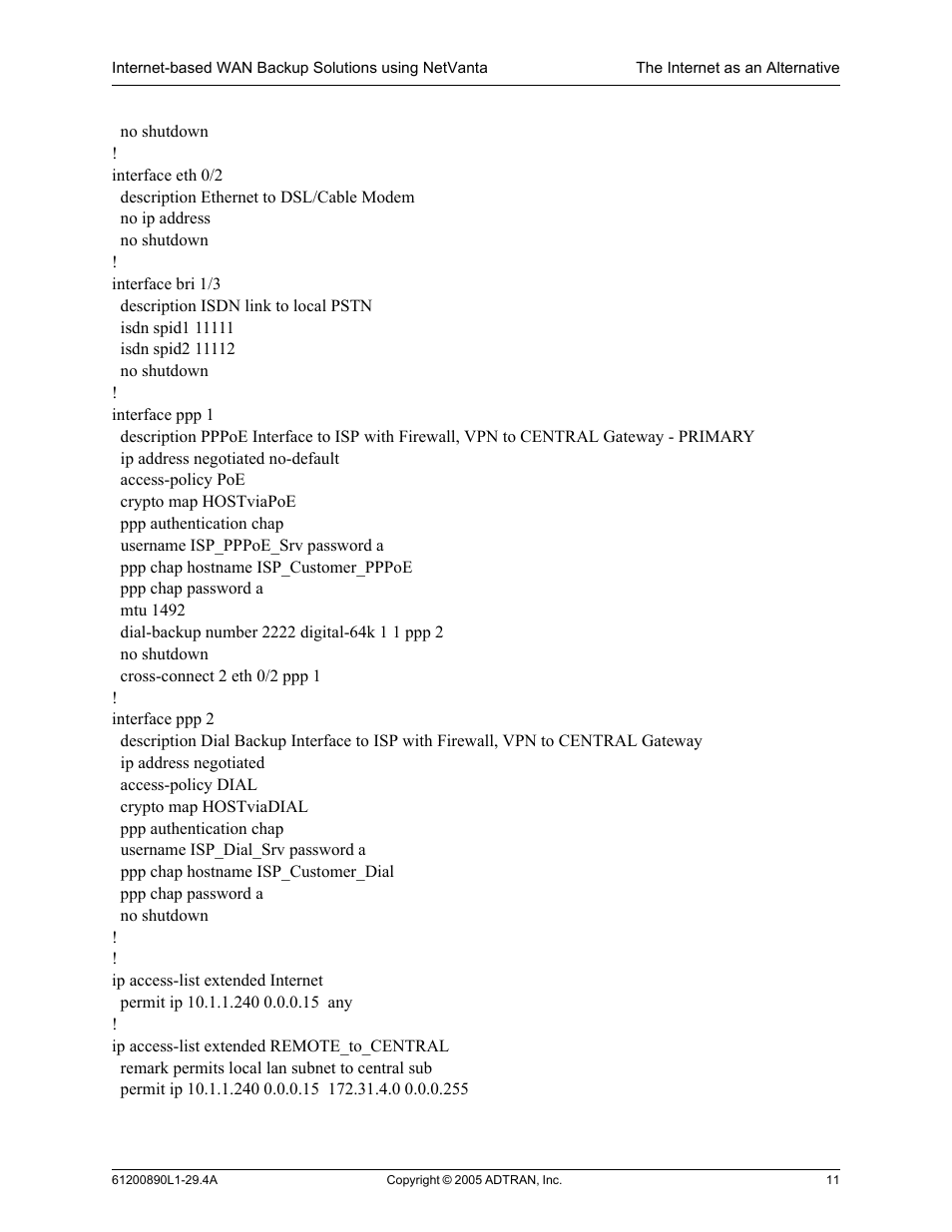 ADTRAN NetVanta Internet-Based WAN Backup User Manual | Page 11 / 12