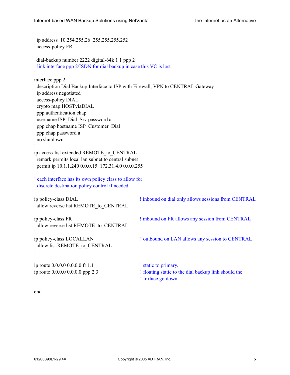 ADTRAN NetVanta Internet-Based WAN Backup User Manual | Page 5 / 12