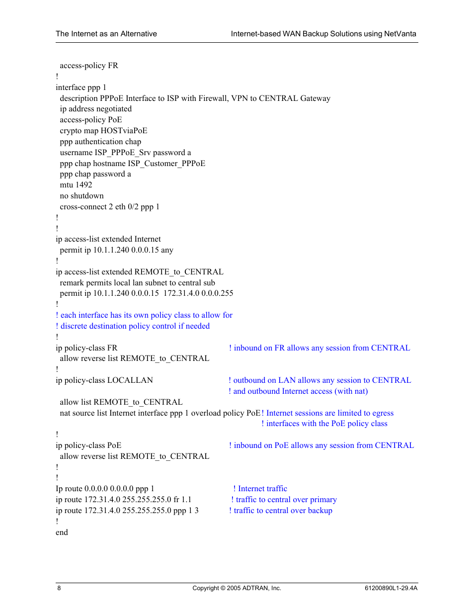 ADTRAN NetVanta Internet-Based WAN Backup User Manual | Page 8 / 12