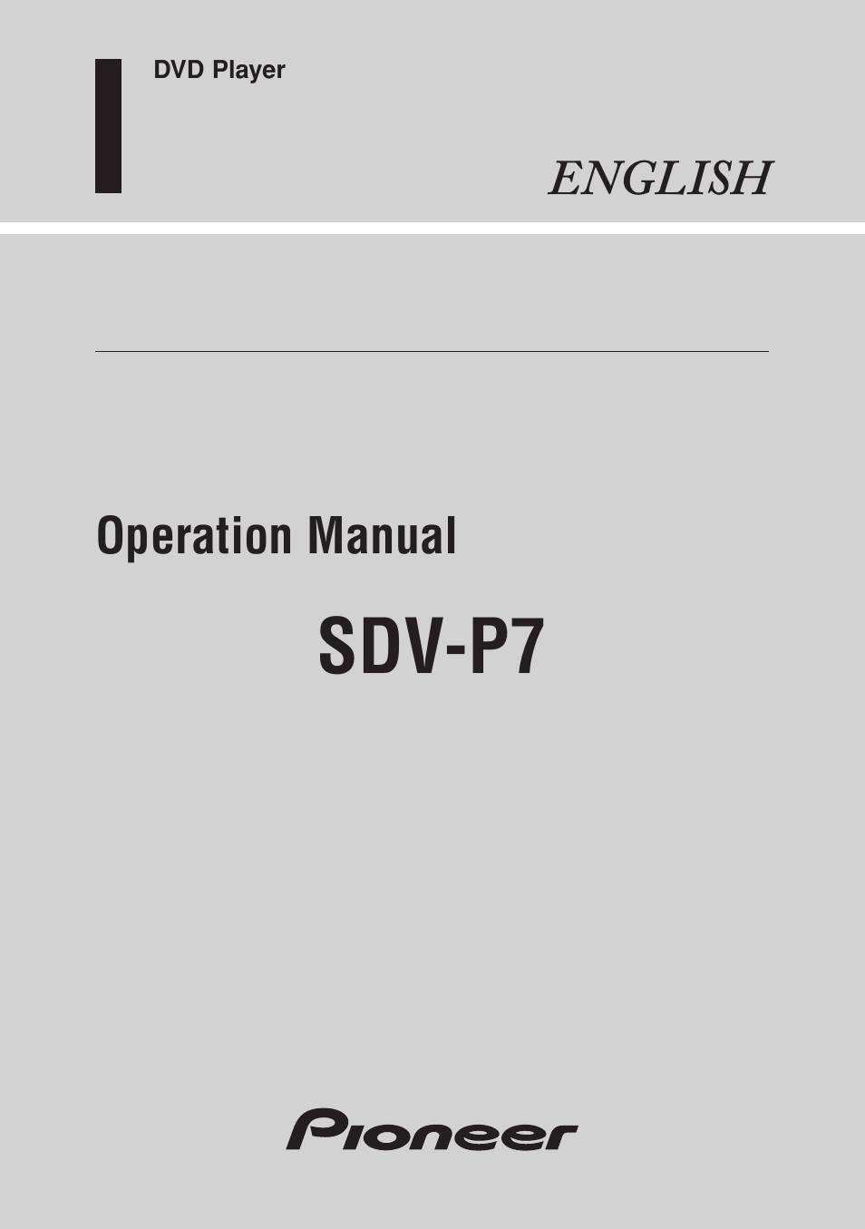 Pioneer SDV-P7 User Manual | 68 pages