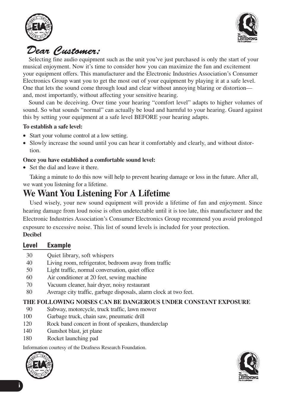 We want you listening for a lifetime | Pioneer SDV-P7 User Manual | Page 2 / 68