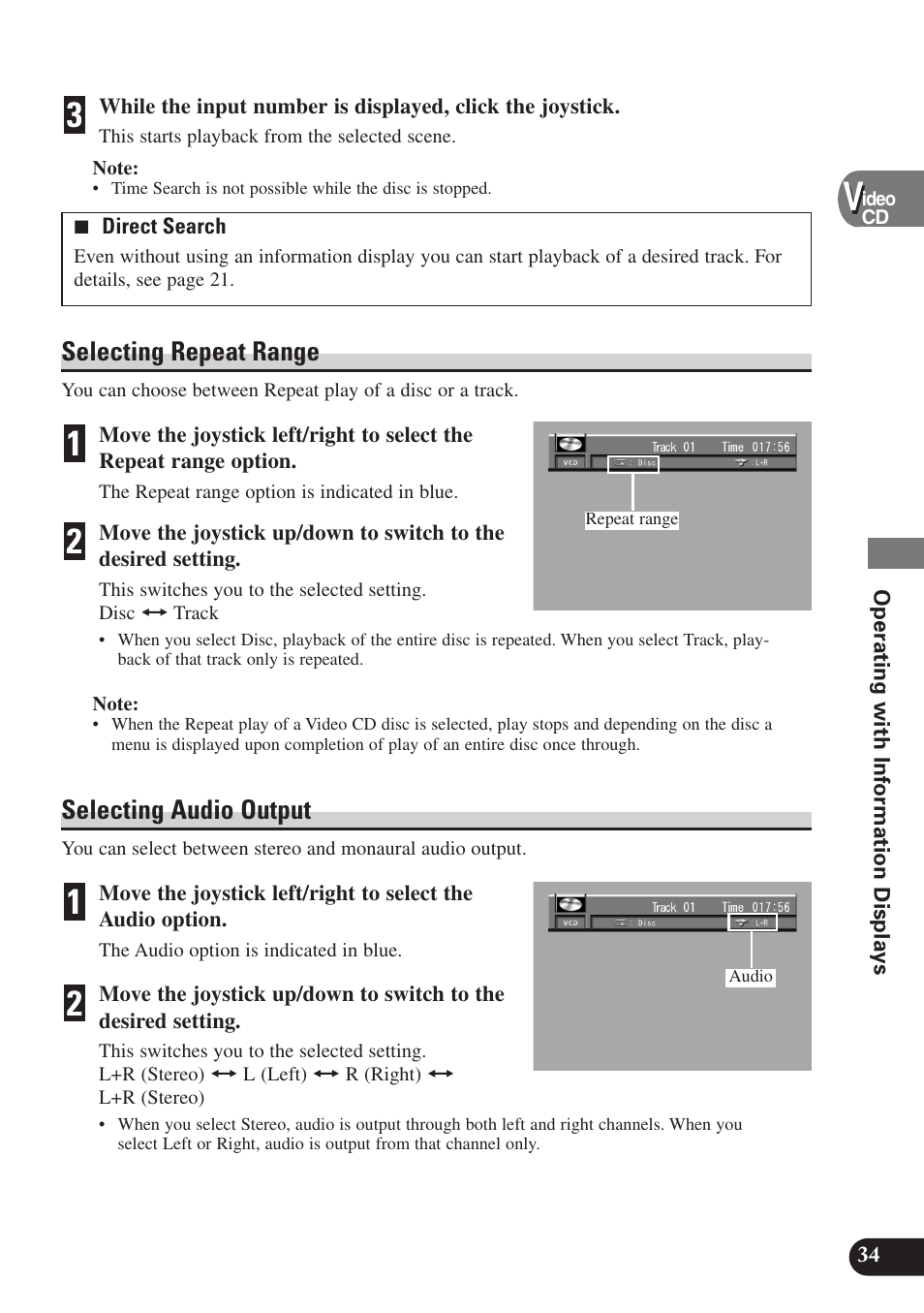 Selecting repeat range, Selecting audio output | Pioneer SDV-P7 User Manual | Page 37 / 68