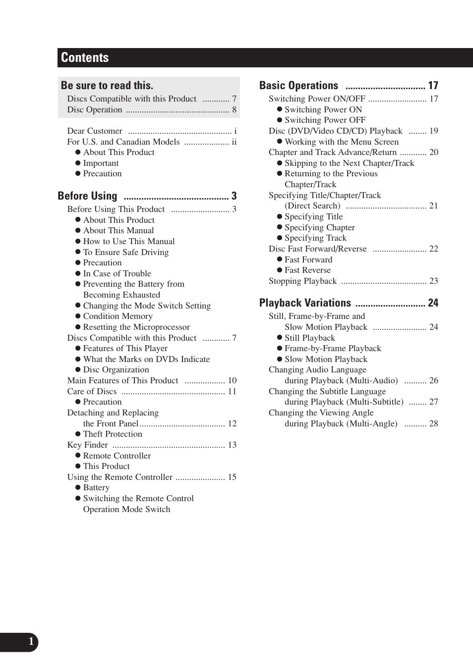 Pioneer SDV-P7 User Manual | Page 4 / 68