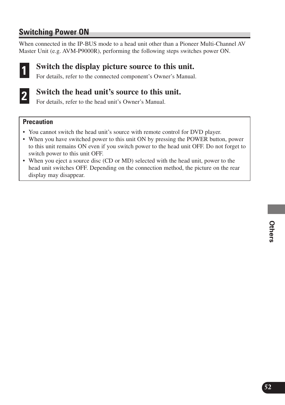 Switching power on | Pioneer SDV-P7 User Manual | Page 55 / 68