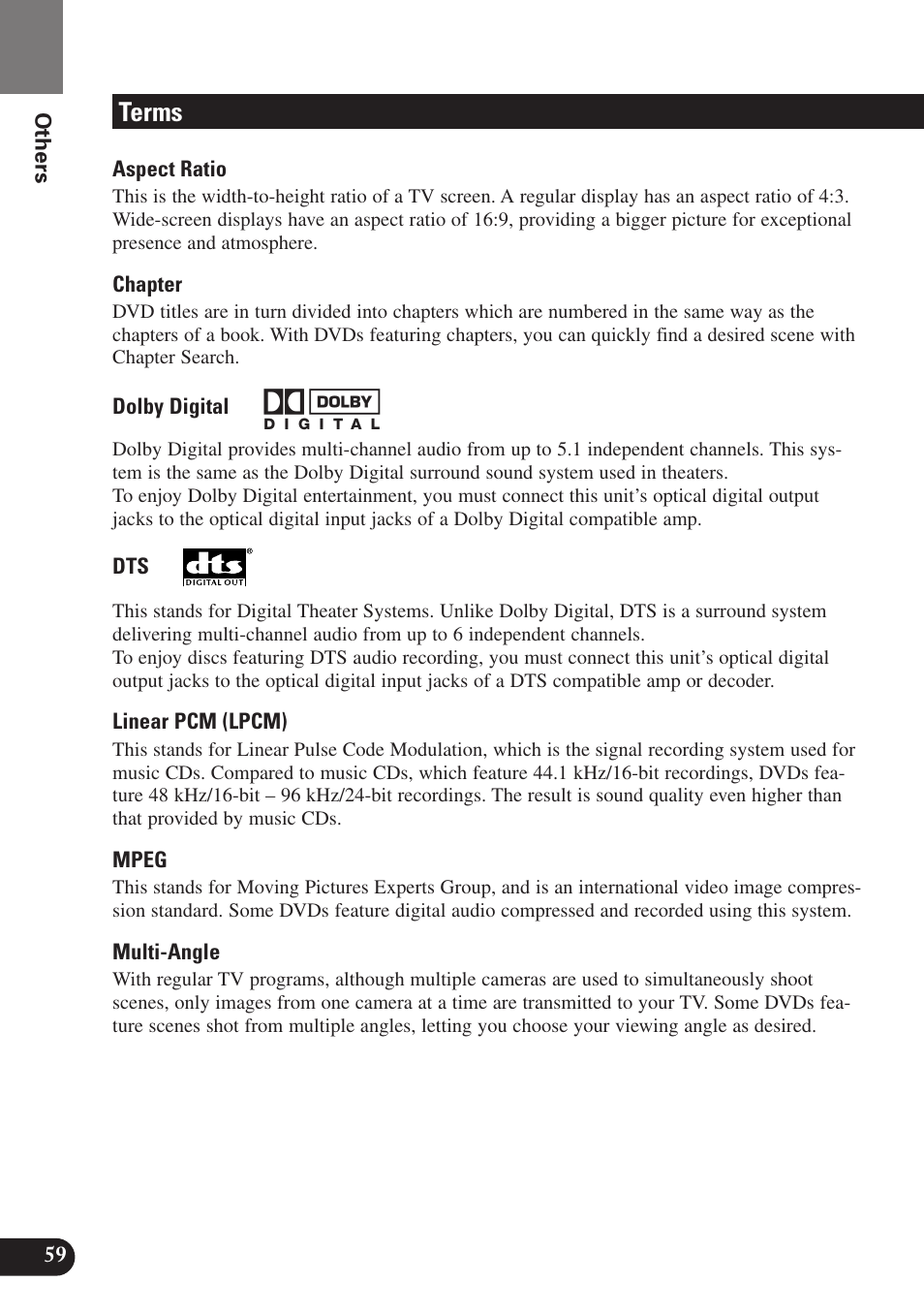Terms | Pioneer SDV-P7 User Manual | Page 62 / 68
