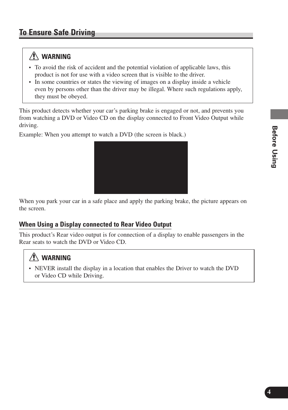 To ensure safe driving | Pioneer SDV-P7 User Manual | Page 7 / 68