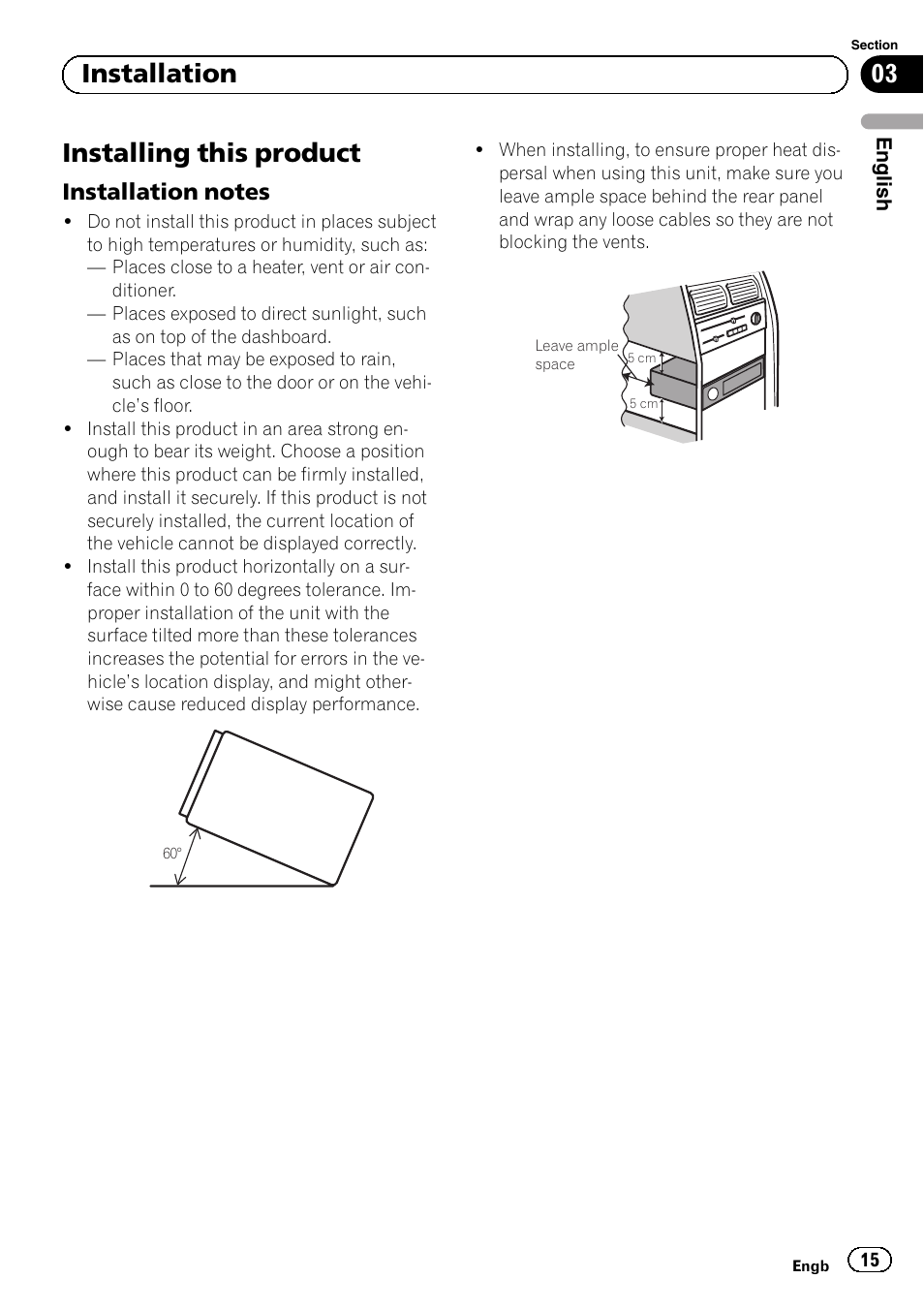 Installing this product, Installation notes 15, 03 installation | Pioneer SPH-DA01 User Manual | Page 15 / 156
