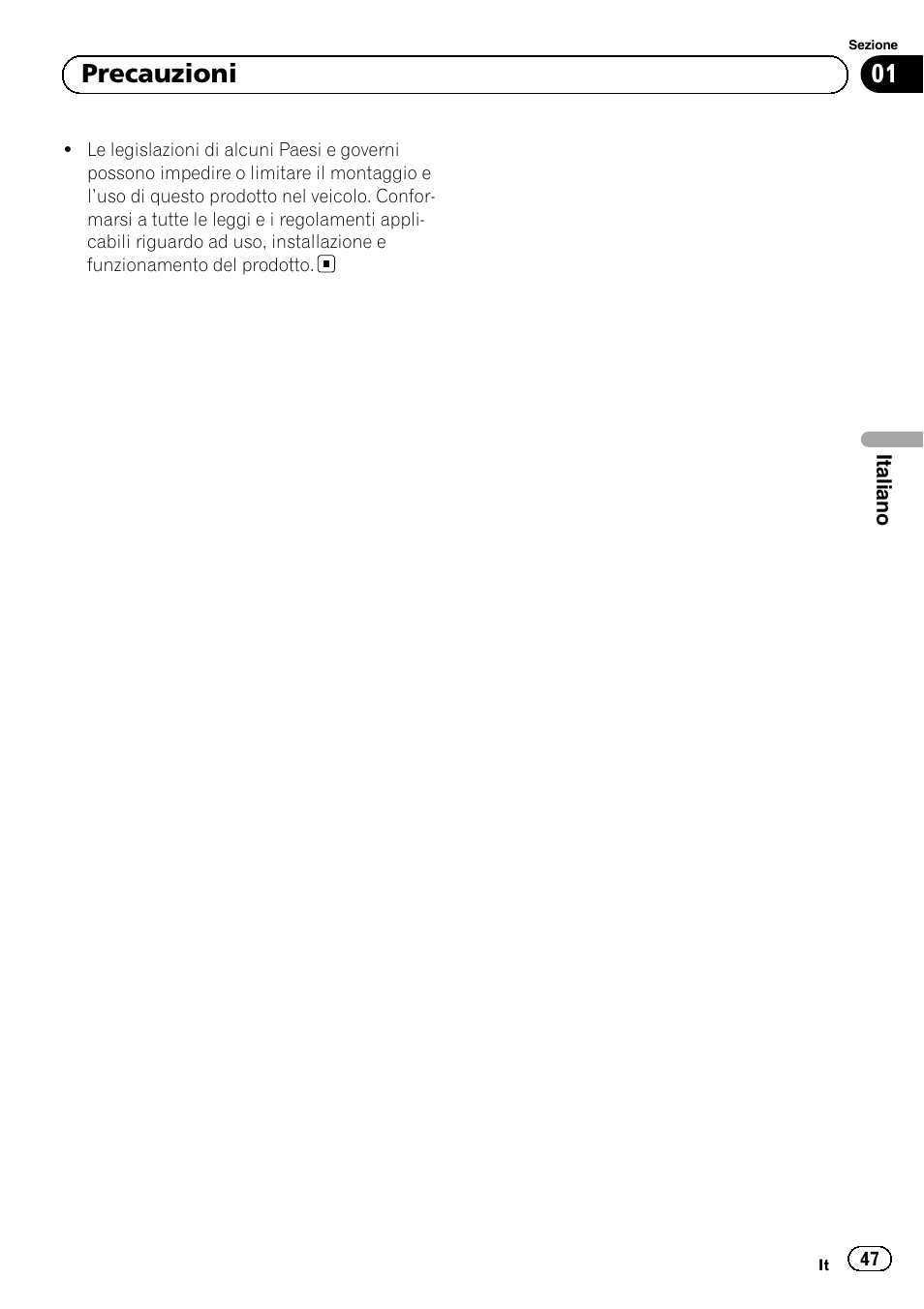 01 precauzioni | Pioneer SPH-DA01 User Manual | Page 47 / 156