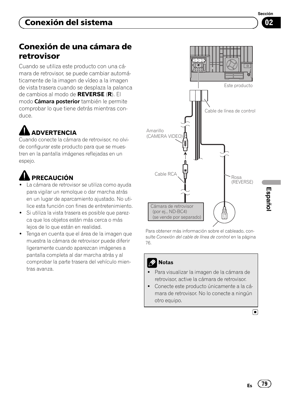 Conexión de una cámara de retrovisor, 02 conexión del sistema | Pioneer SPH-DA01 User Manual | Page 79 / 156