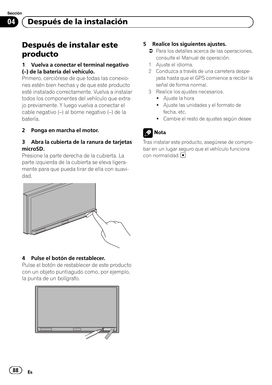 Después de instalar este producto, 04 después de la instalación | Pioneer SPH-DA01 User Manual | Page 88 / 156