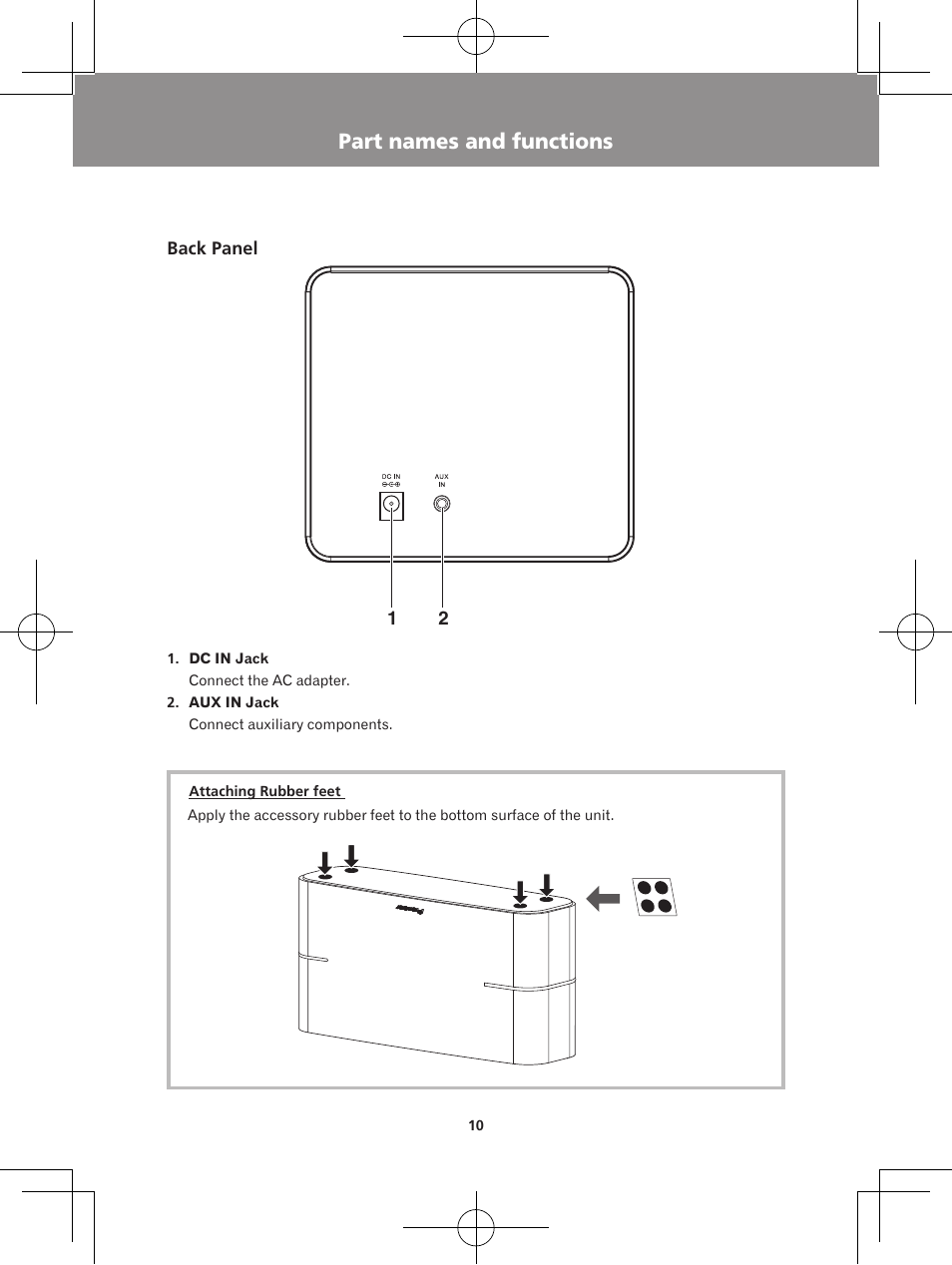 Part names and functions | Pioneer XW-BTS1-K User Manual | Page 10 / 60