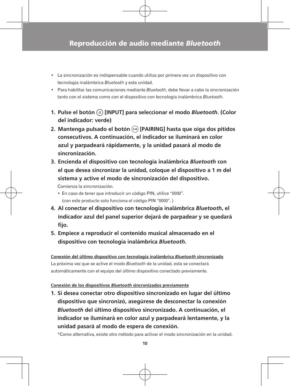 Reproducción de audio mediante bluetooth | Pioneer XW-BTS1-K User Manual | Page 48 / 60