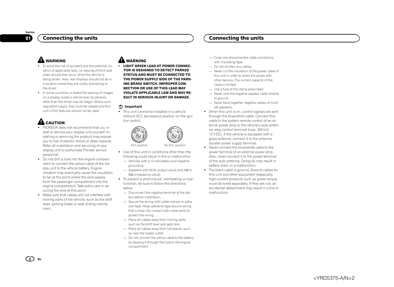 Installation manual, Dvd rds av receiver, Connecting the units | Pioneer AVH-X8500BT User Manual | Page 2 / 52