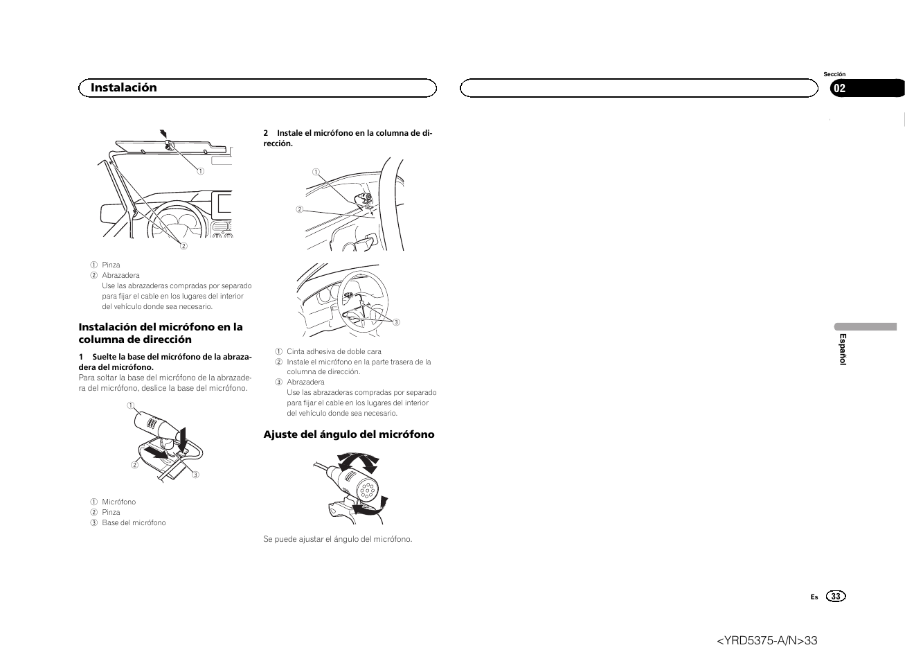 Instalación | Pioneer AVH-X8500BT User Manual | Page 33 / 52