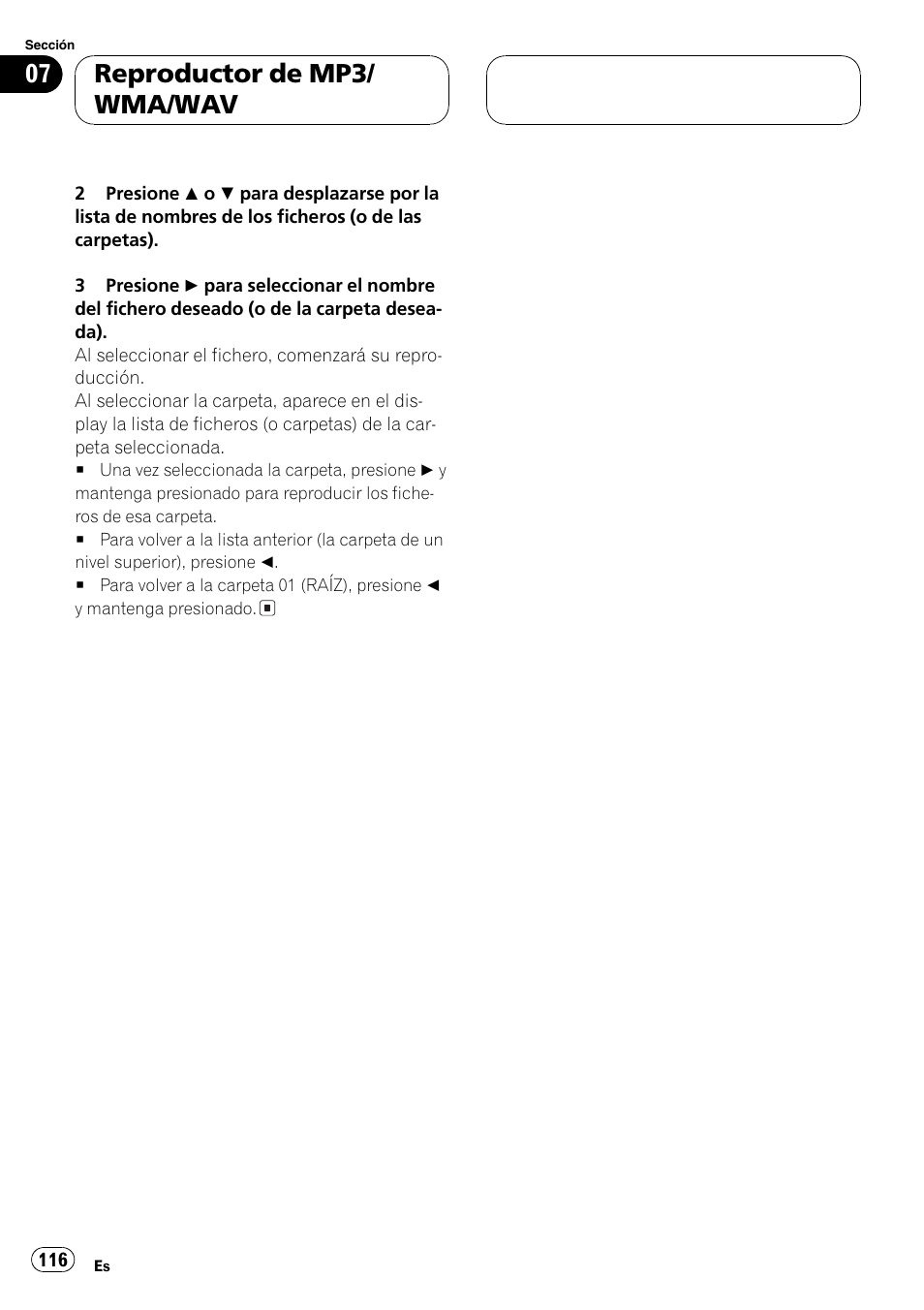Reproductor de mp3/ wma/wav | Pioneer DEH-P9600MP User Manual | Page 116 / 164