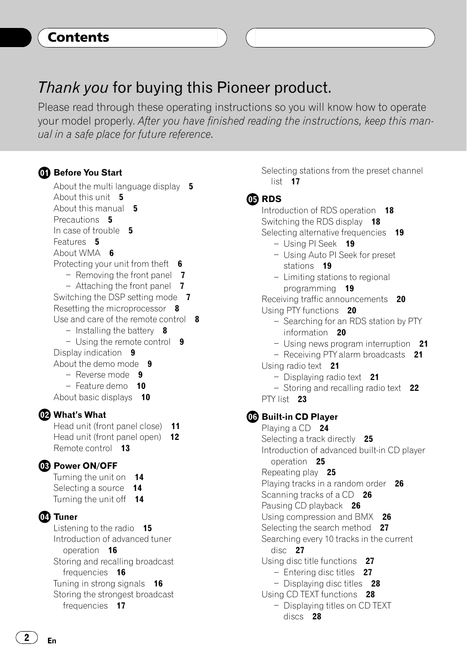 Pioneer DEH-P9600MP User Manual | Page 2 / 164