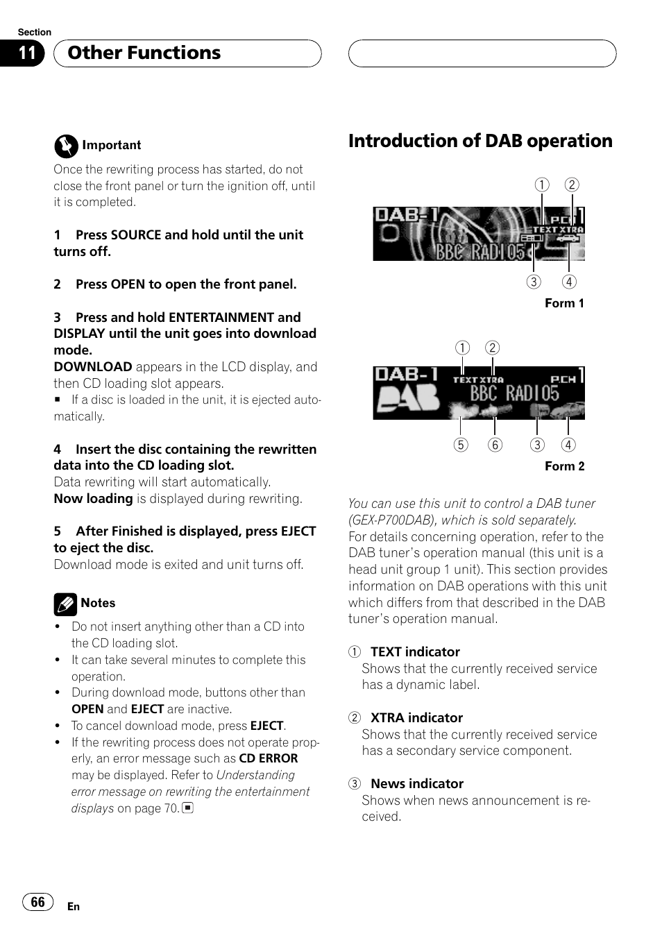 Introduction of dab operation 66, Introduction of dab operation, Other functions | Pioneer DEH-P9600MP User Manual | Page 66 / 164