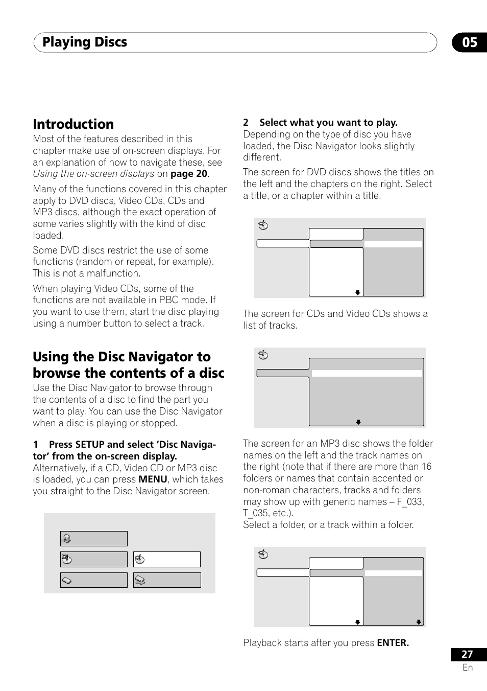 Playing discs 05, Introduction | Pioneer DV-U7 User Manual | Page 27 / 56