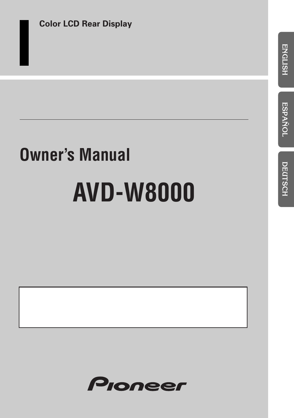Pioneer AVD-W8000 User Manual | 104 pages