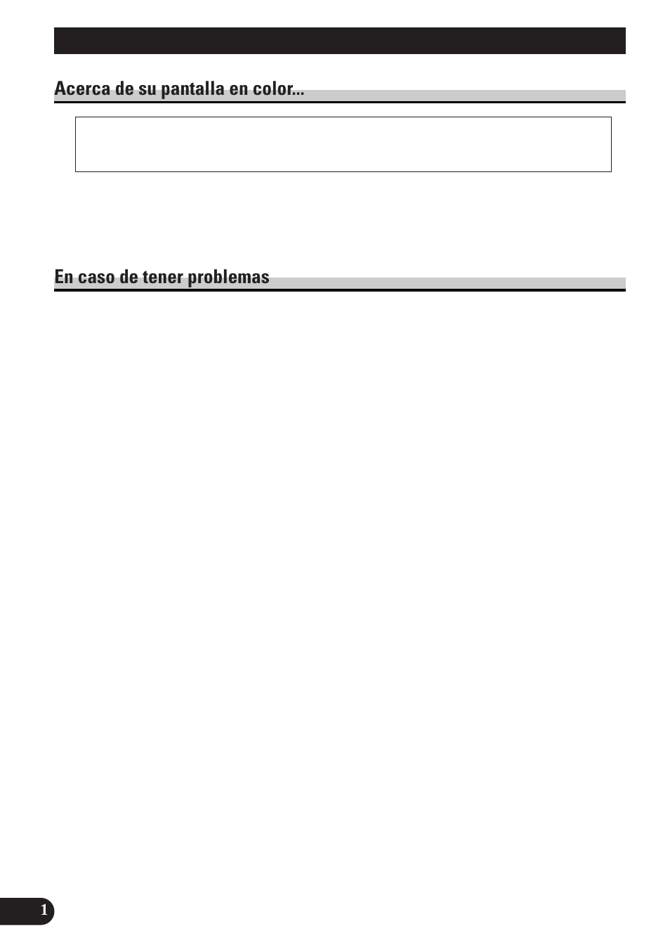 Información importante, Acerca de su pantalla en color, En caso de tener problemas | Pioneer AVD-W8000 User Manual | Page 36 / 104