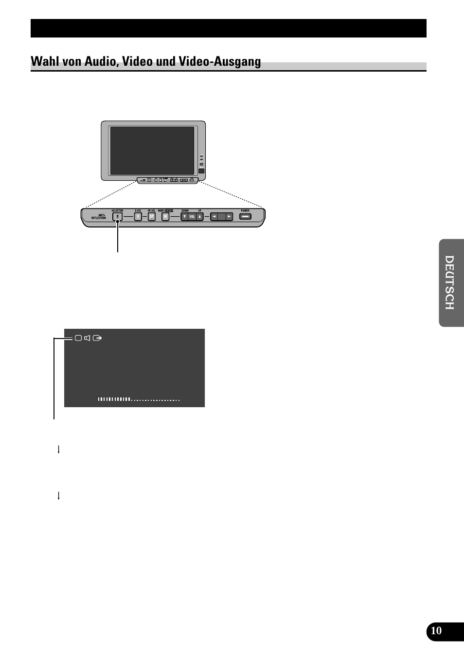 Wahl von audio und video, Wahl von audio, video und video-ausgang | Pioneer AVD-W8000 User Manual | Page 79 / 104