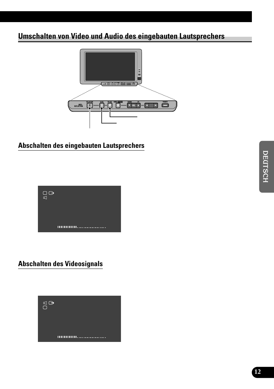 Abschalten des eingebauten lautsprechers, Abschalten des videosignals | Pioneer AVD-W8000 User Manual | Page 81 / 104