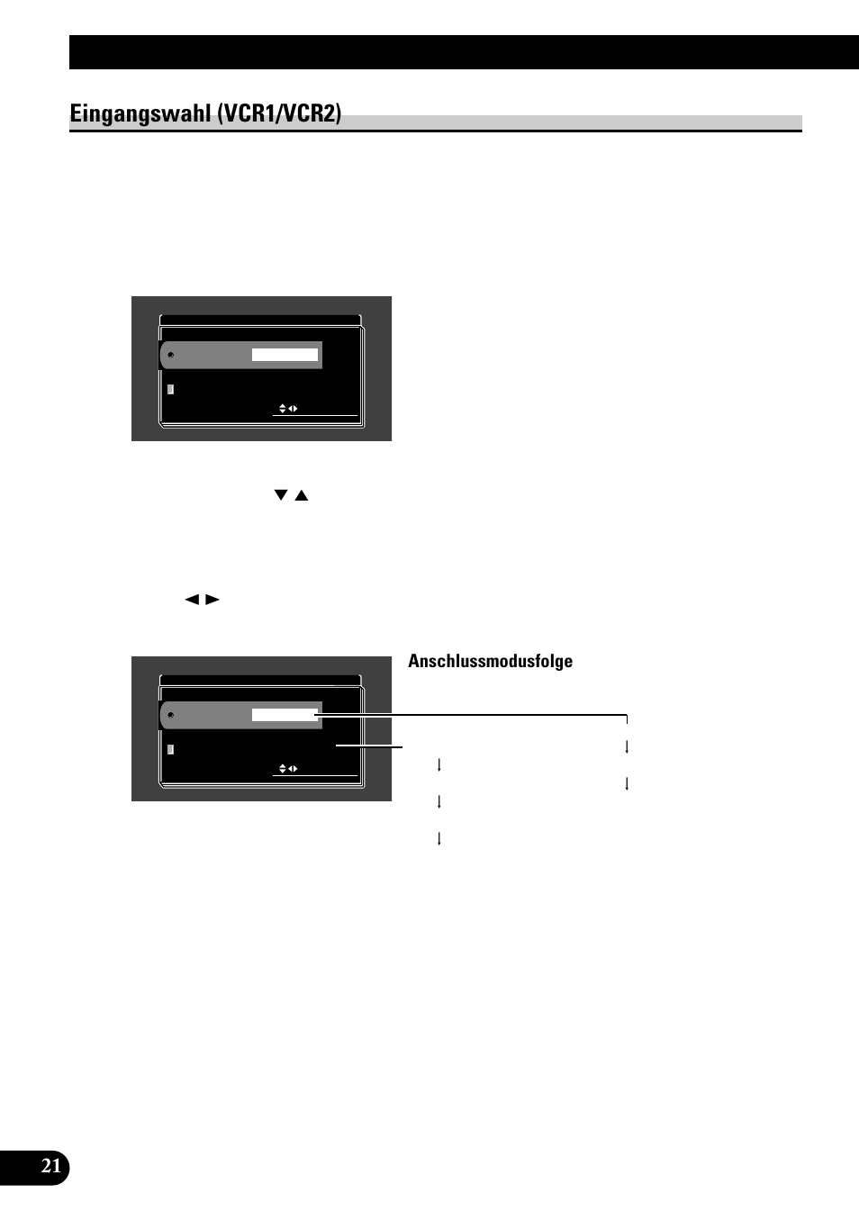 Eingangswahl (vcr1/vcr2), Bildschirm-einstellungen, Zwischen [vcr1] und [vcr2] wählen | Einen anschlussmodus wählen, Die einstellung beenden | Pioneer AVD-W8000 User Manual | Page 90 / 104