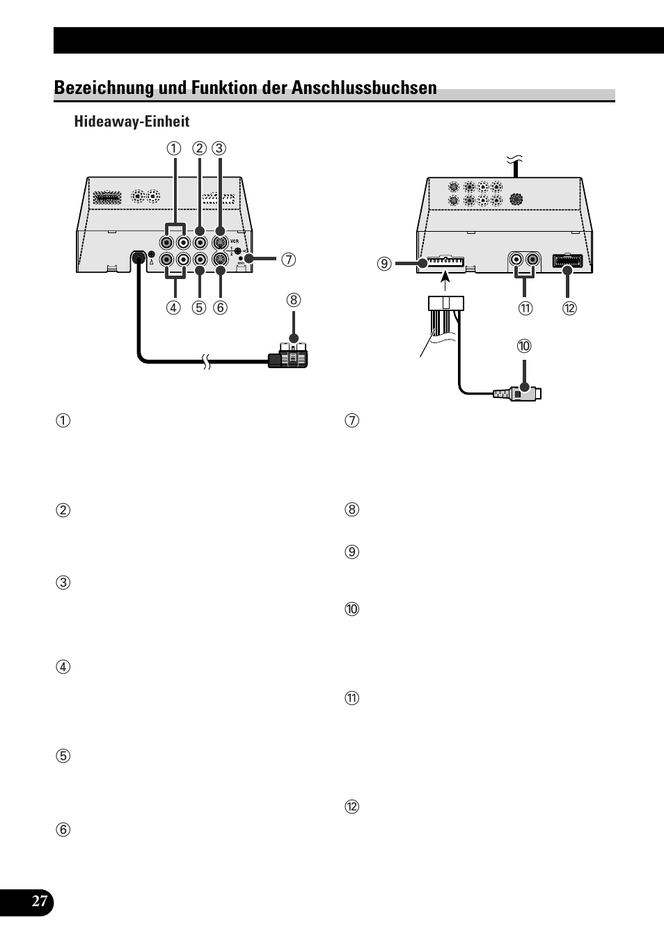 Bezeichnung und funktion der, Anschlussbuchsen, Anschließen des stromkabels | Anschluß des geräts, Bezeichnung und funktion der anschlussbuchsen | Pioneer AVD-W8000 User Manual | Page 96 / 104