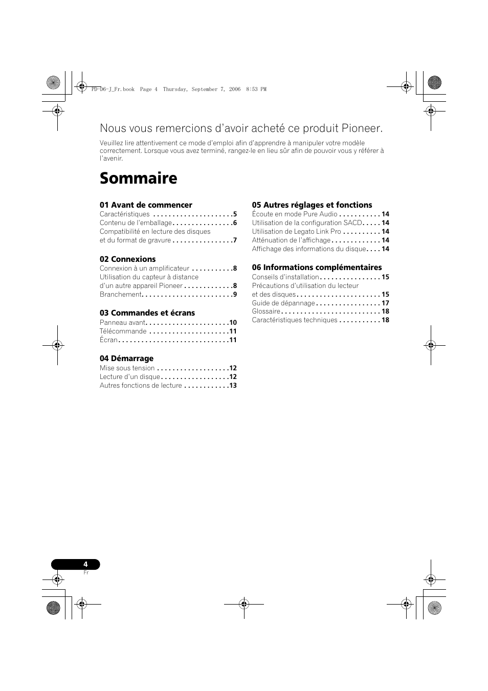 Sommaire | Pioneer PD-D6-J User Manual | Page 22 / 110