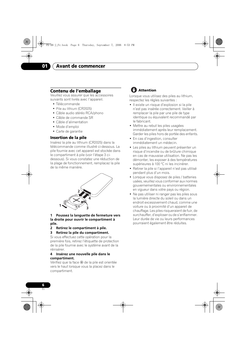 Contenu de l’emballage, Avant de commencer 01 | Pioneer PD-D6-J User Manual | Page 24 / 110