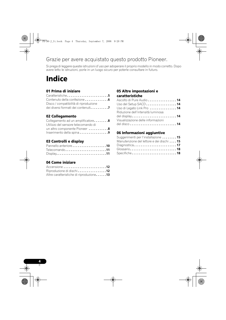 Indice | Pioneer PD-D6-J User Manual | Page 76 / 110
