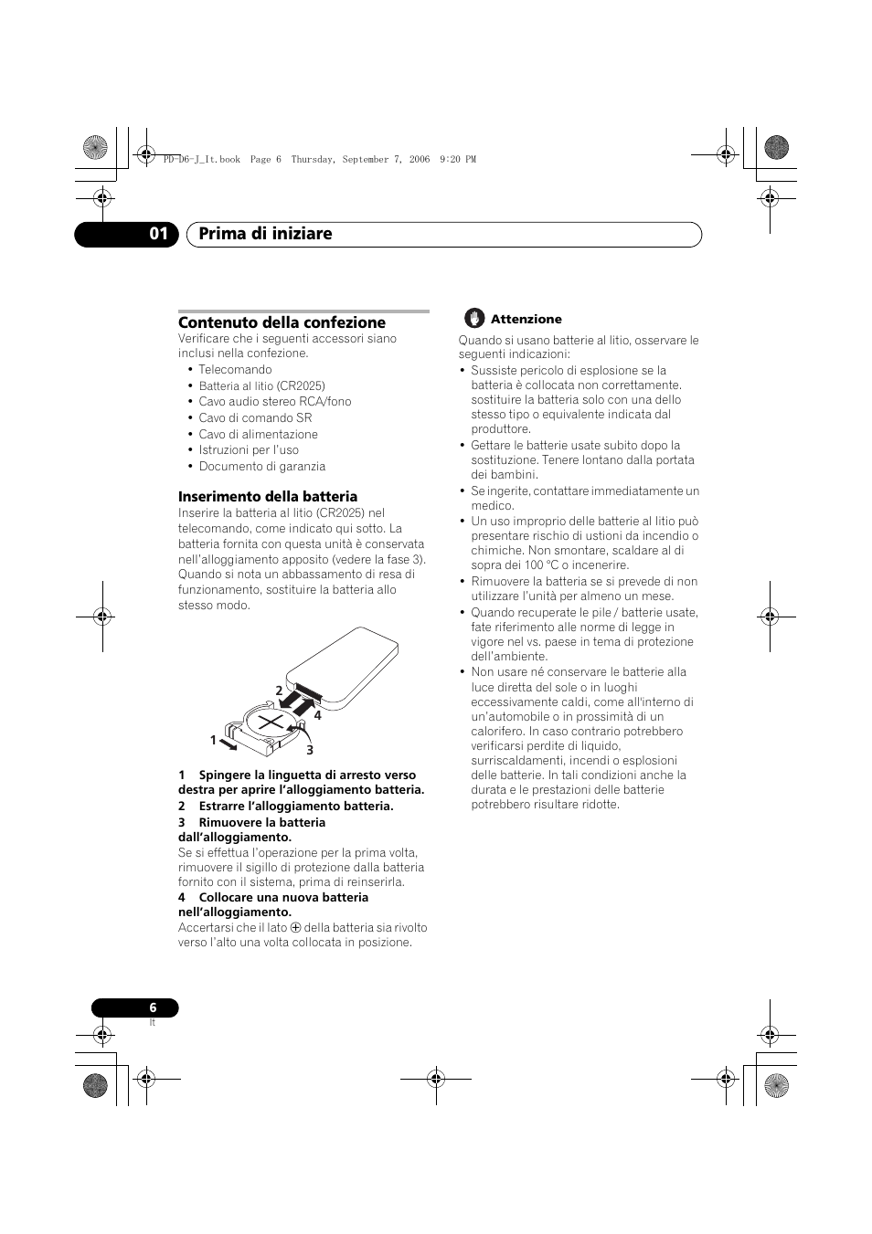 Contenuto della confezione, Prima di iniziare 01 | Pioneer PD-D6-J User Manual | Page 78 / 110