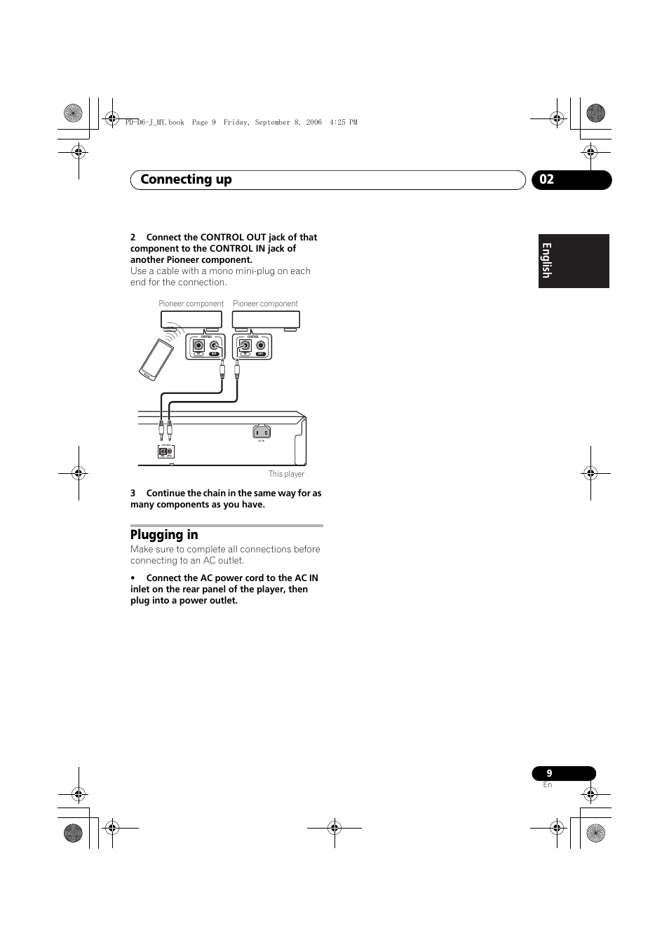 Plugging in, Connecting up 02 | Pioneer PD-D6-J User Manual | Page 9 / 110