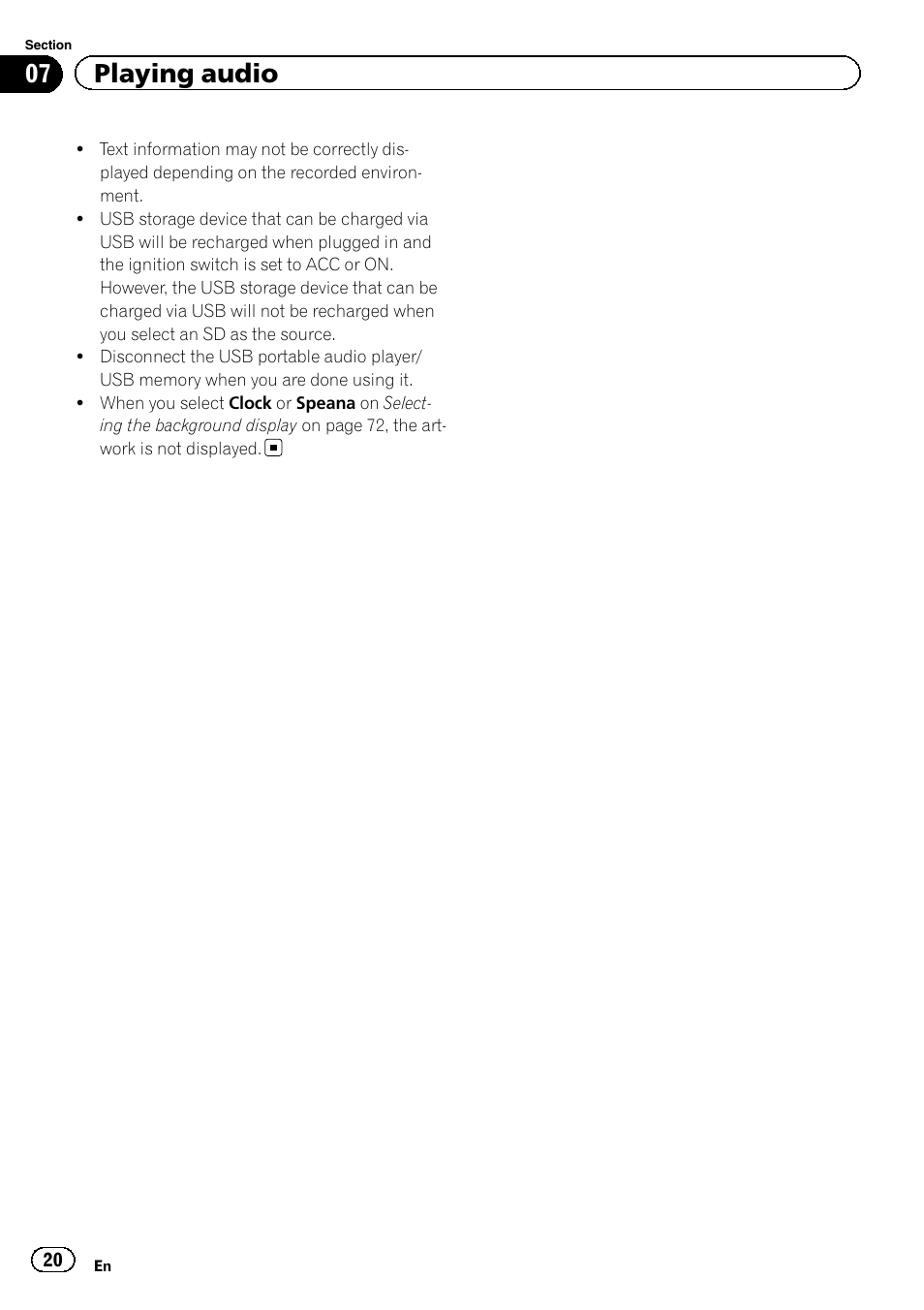 07 playing audio | Pioneer AVH-P4200DVD User Manual | Page 20 / 96