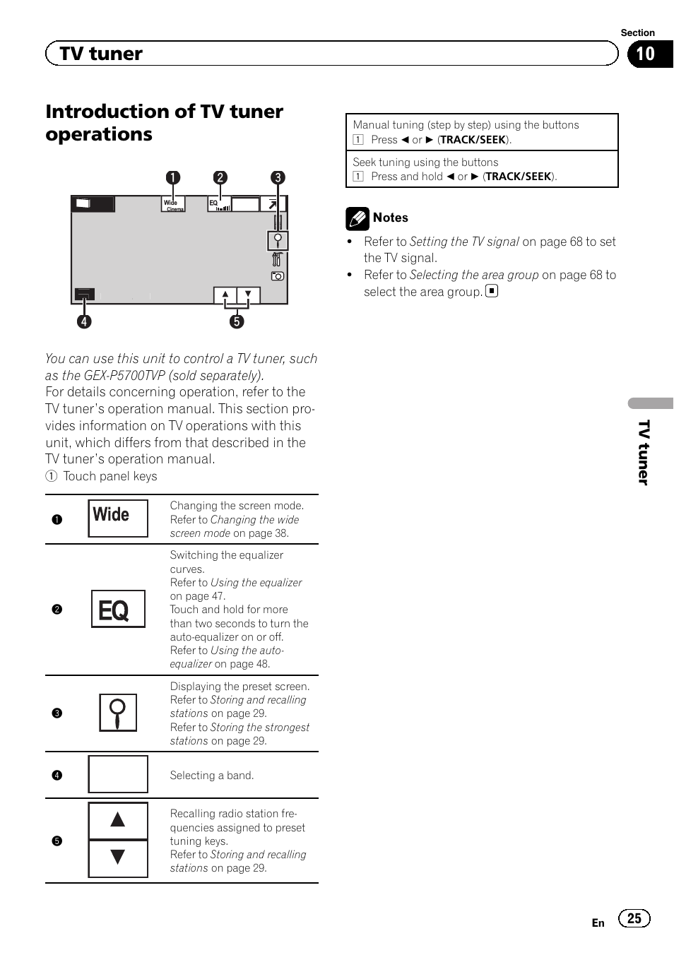 Tv tuner introduction of tv tuner operations, Introduction of tv tuner operations, Tv tuner | Pioneer AVH-P4200DVD User Manual | Page 25 / 96