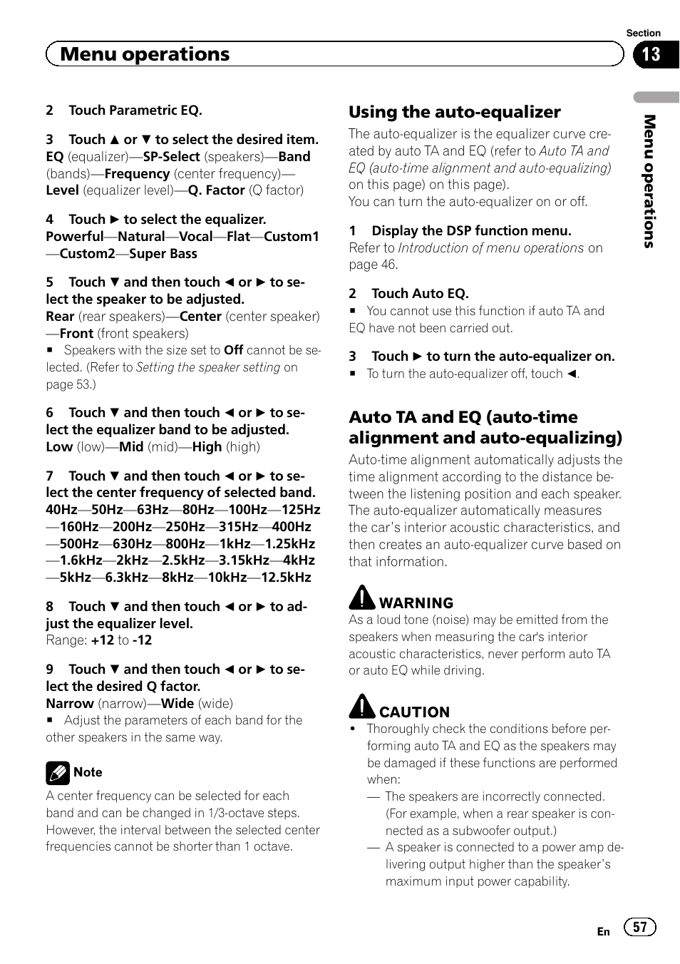 Menu operations, Using the auto-equalizer | Pioneer AVH-P4200DVD User Manual | Page 57 / 96