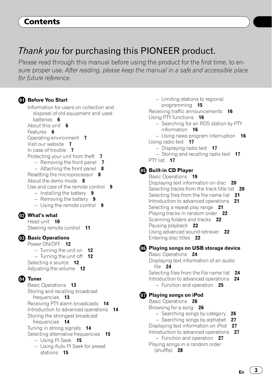 Pioneer DEH-P8100BT User Manual | Page 3 / 74