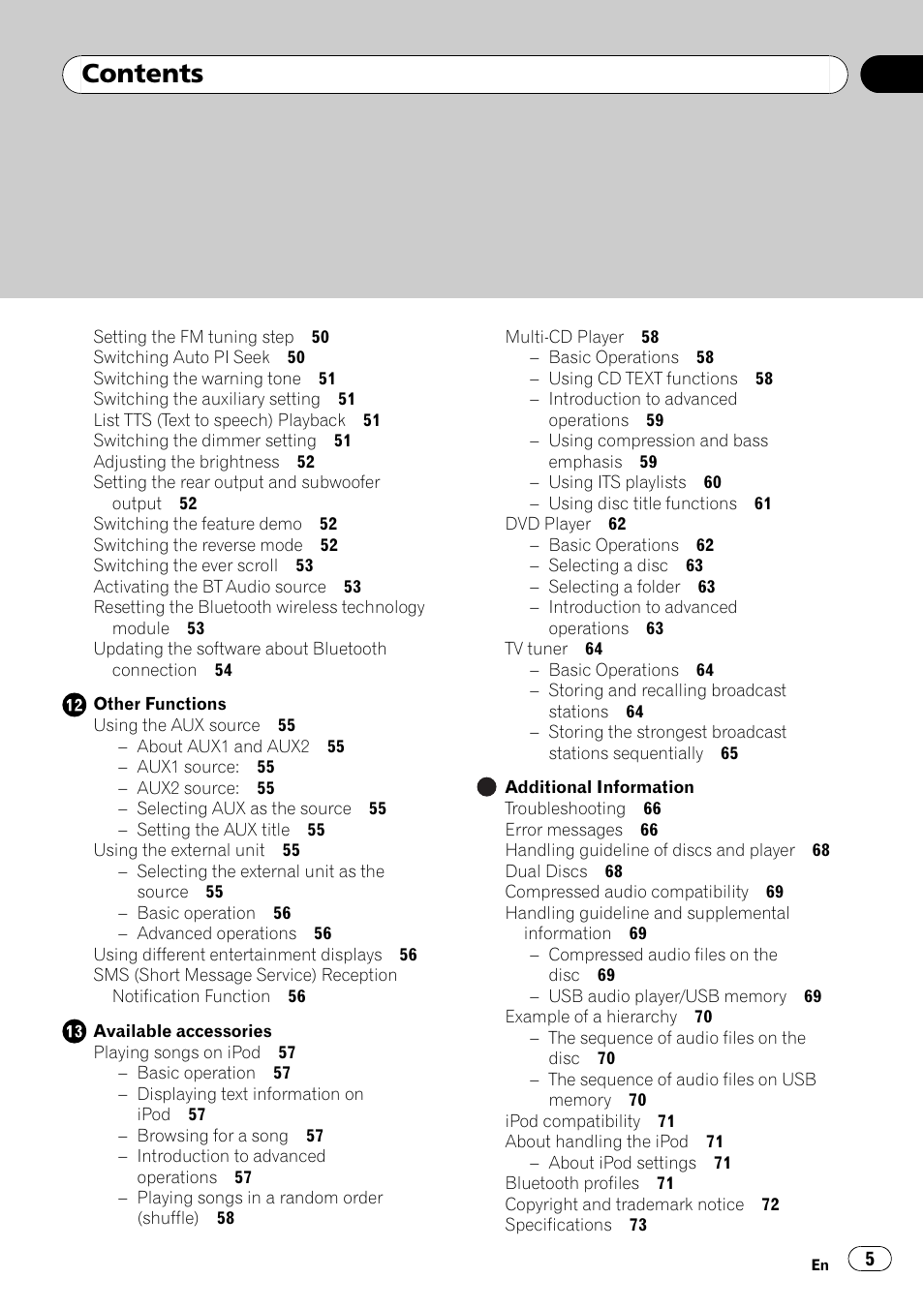 Pioneer DEH-P8100BT User Manual | Page 5 / 74