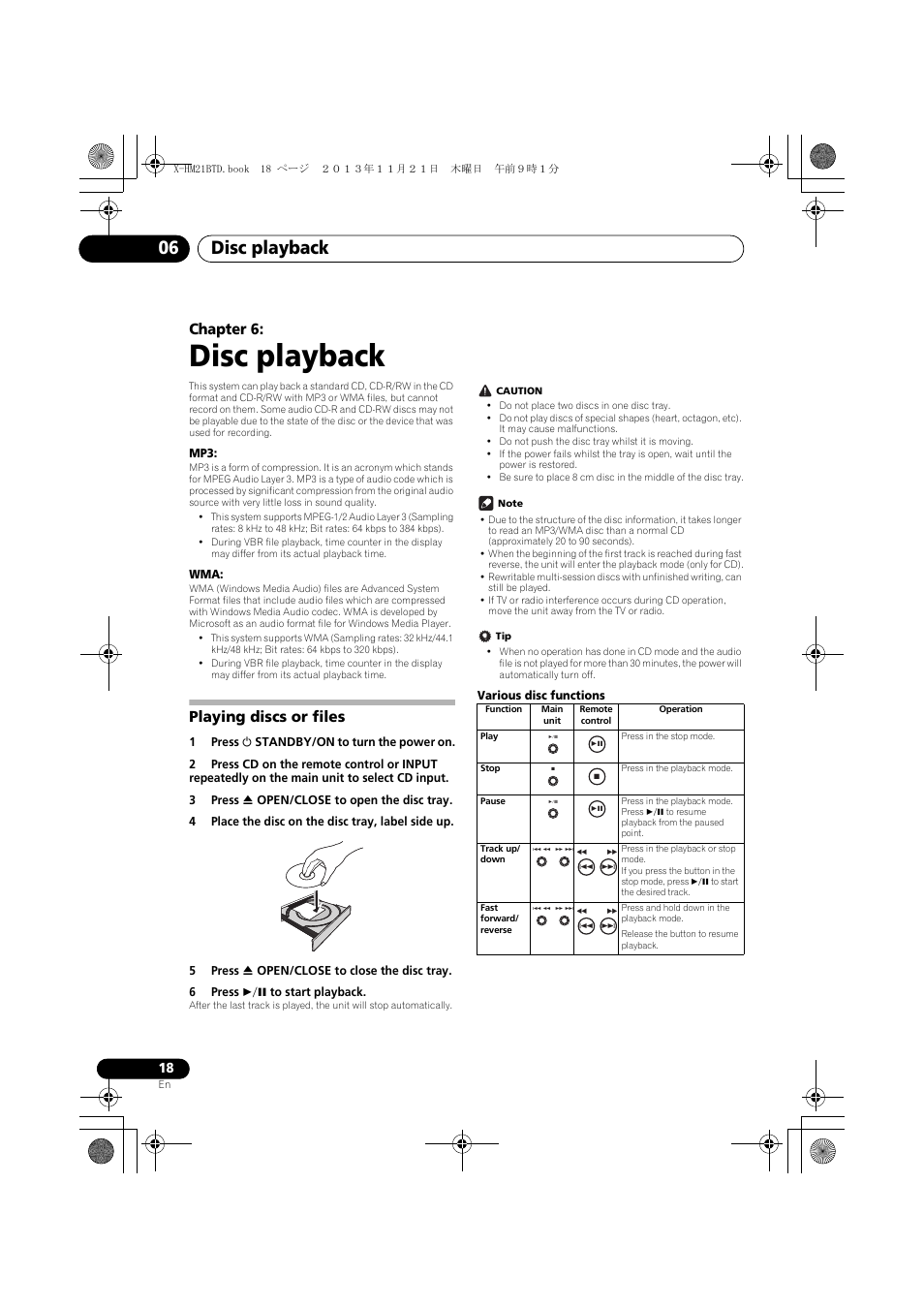 06 disc playback, Playing discs or files, Disc playback | Disc playback 06, Chapter 6 | Pioneer X-HM21BTD-K User Manual | Page 18 / 44