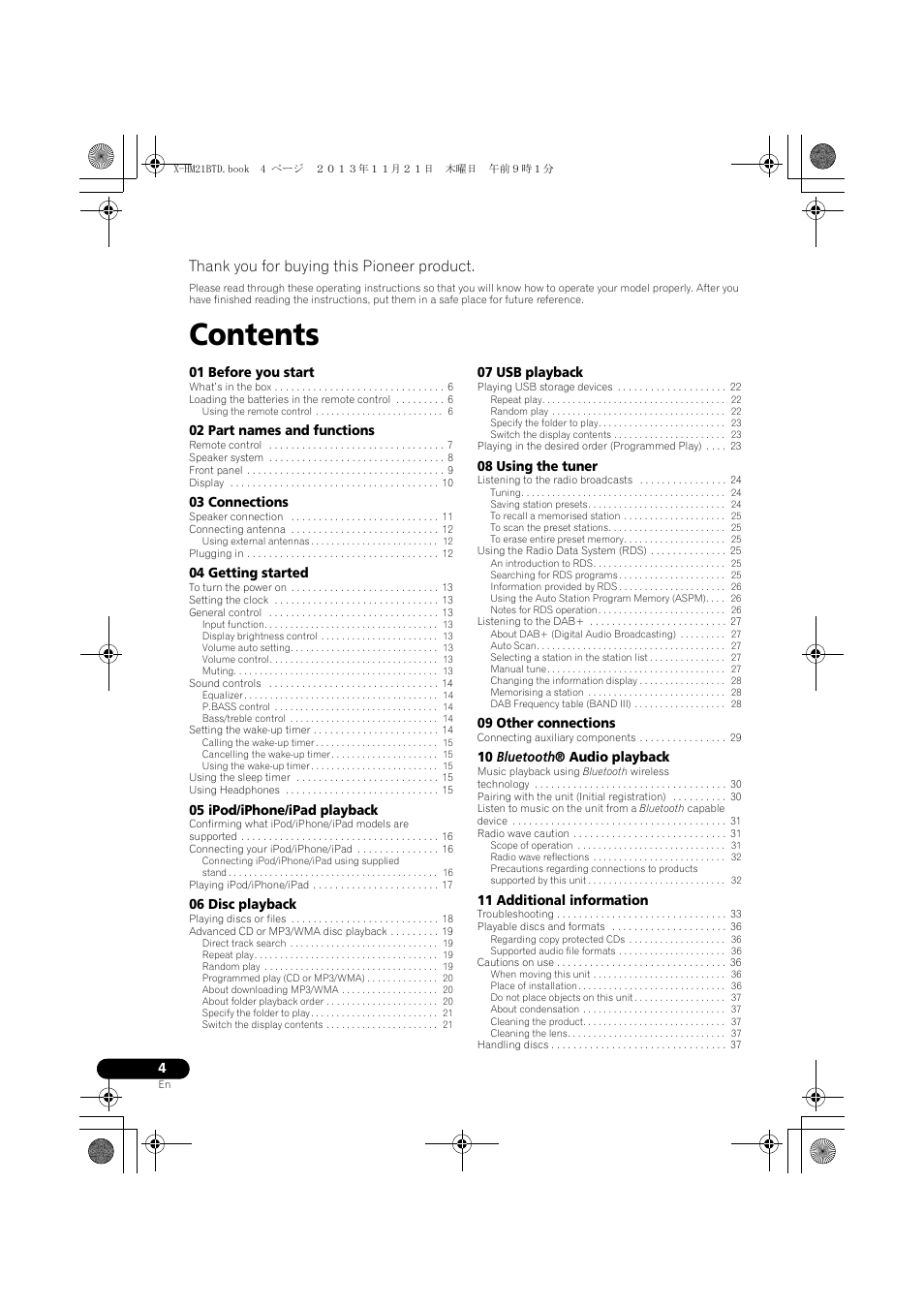 Pioneer X-HM21BTD-K User Manual | Page 4 / 44