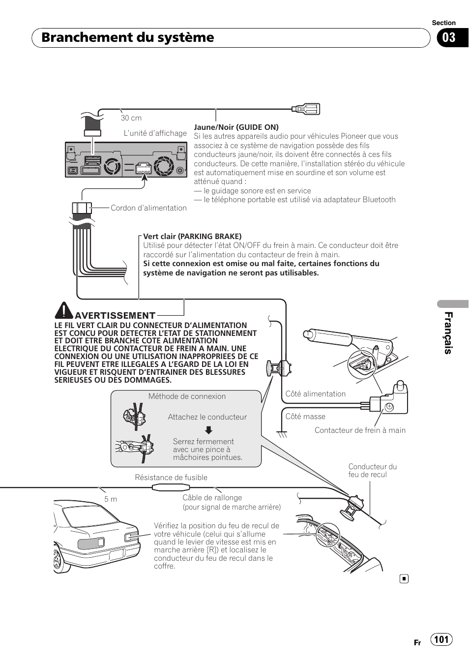 Branchement du système, Français | Pioneer AVIC-X3-II User Manual | Page 101 / 179