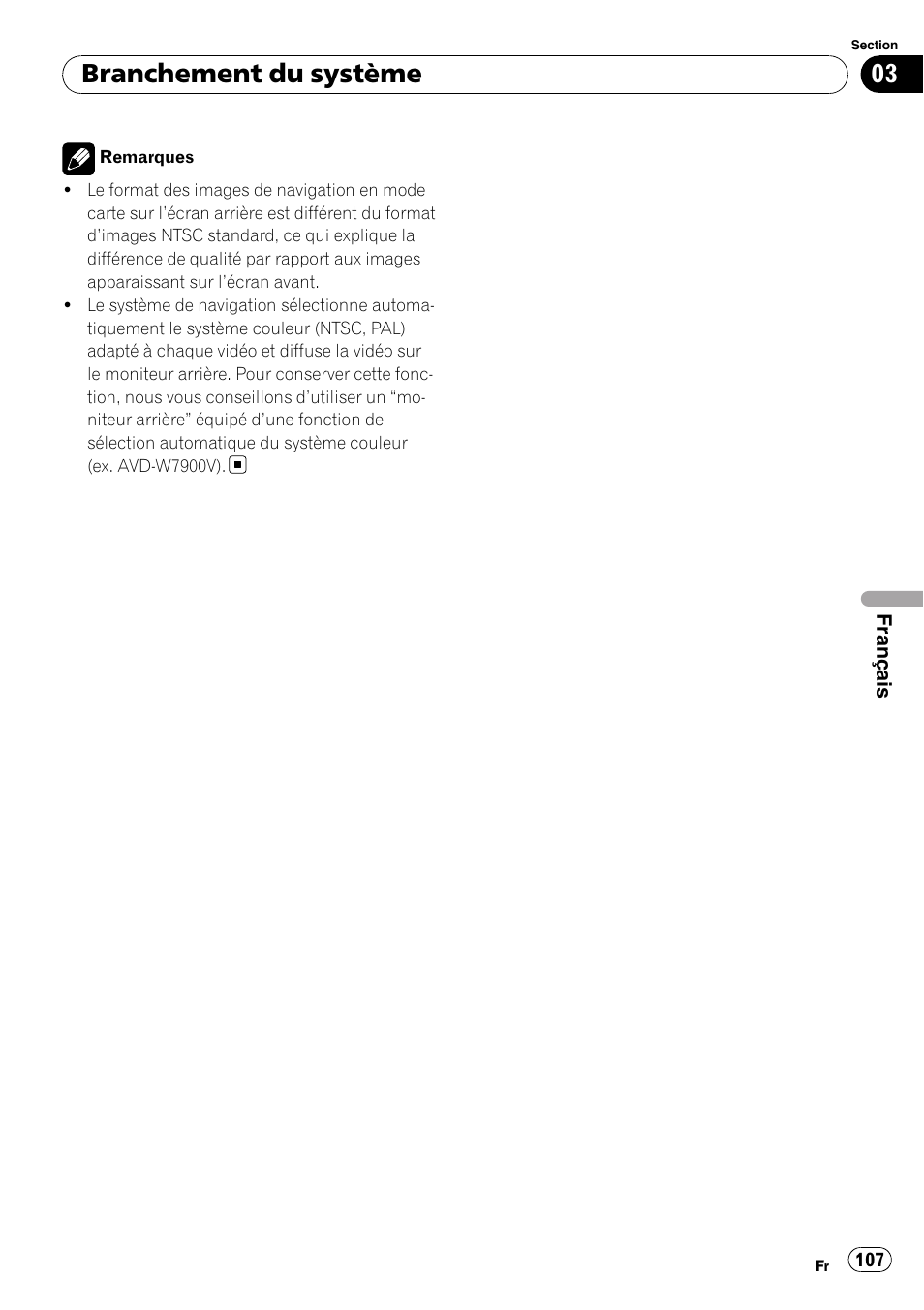Branchement du système | Pioneer AVIC-X3-II User Manual | Page 107 / 179