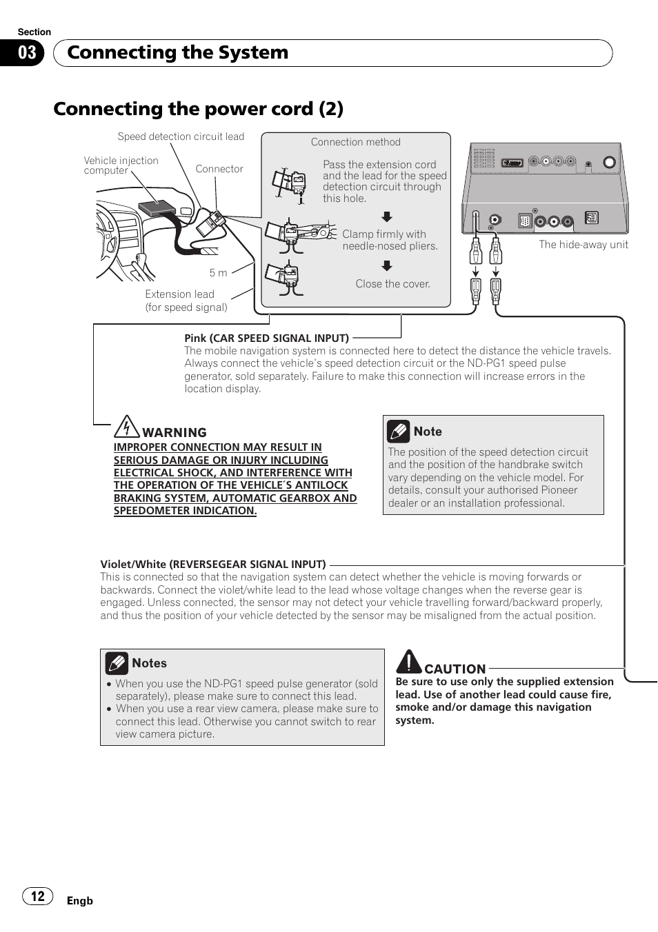 Connecting the power cord (2), Connecting the system | Pioneer AVIC-X3-II User Manual | Page 12 / 179
