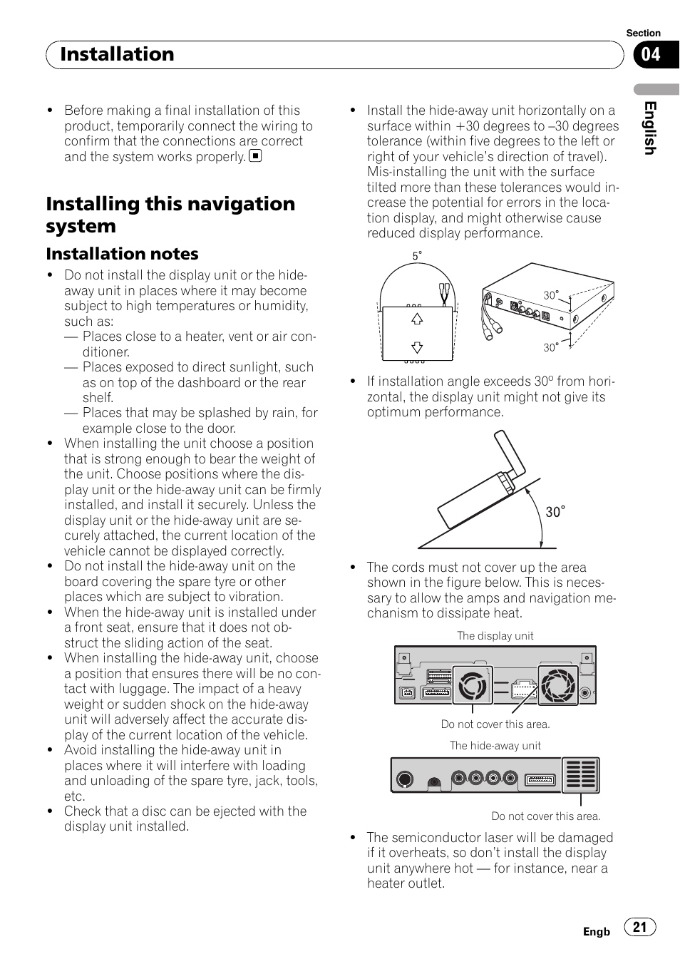 Installing this navigation system, Installation notes 21, Installation | Pioneer AVIC-X3-II User Manual | Page 21 / 179