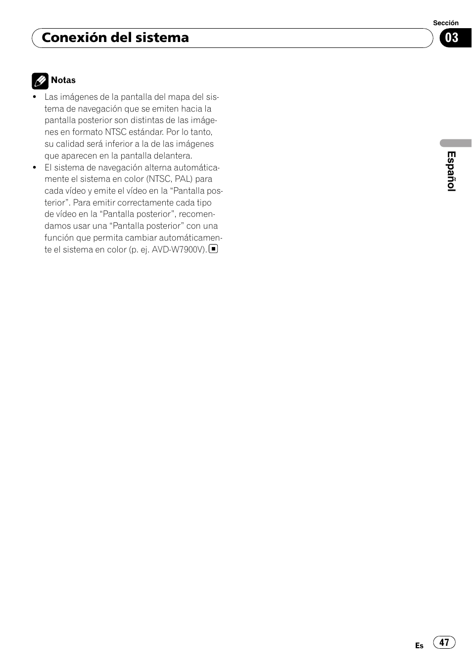Conexión del sistema | Pioneer AVIC-X3-II User Manual | Page 47 / 179