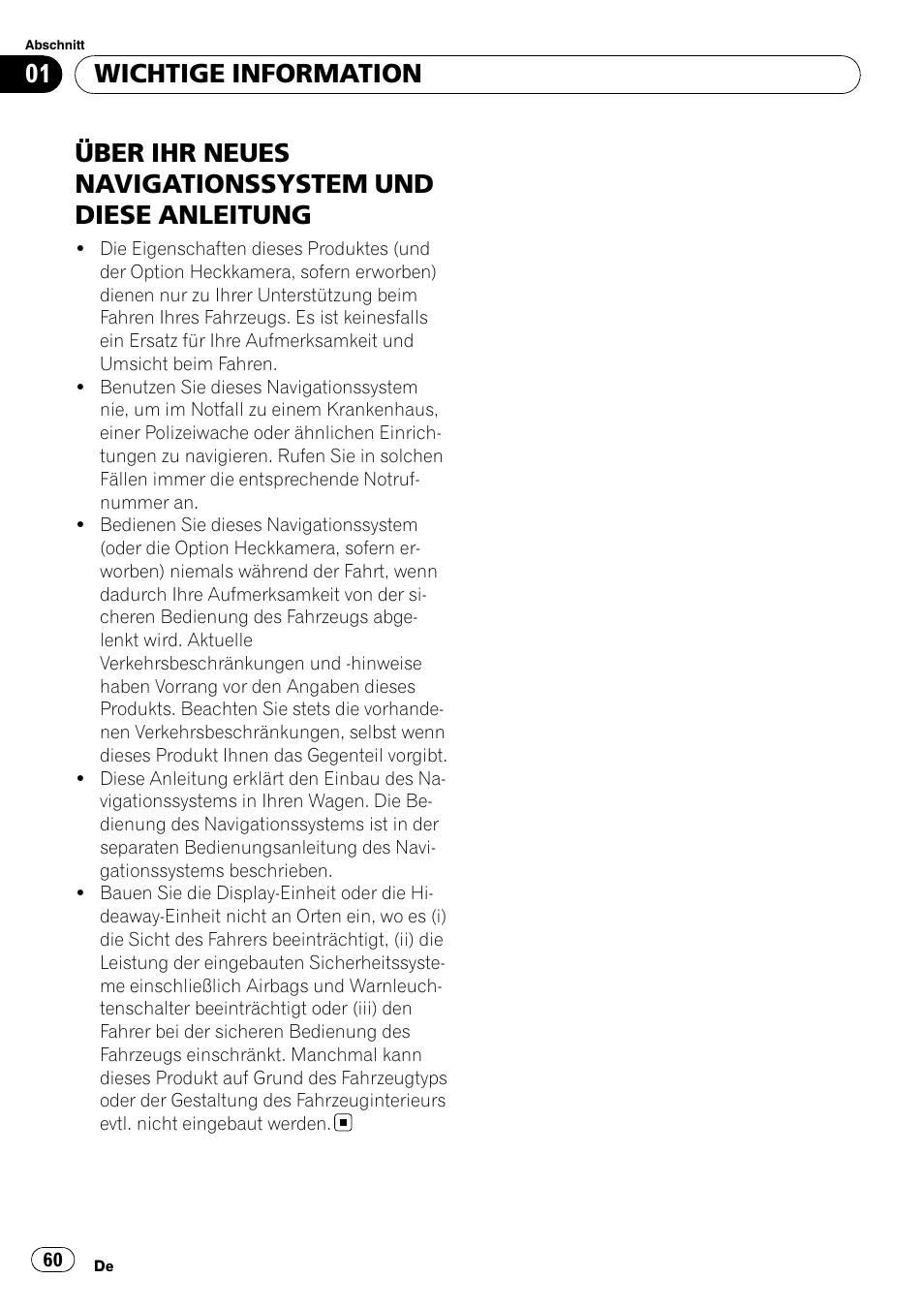 Wichtige information, Über ihr neues navigationssystem, Und diese anleitung | Pioneer AVIC-X3-II User Manual | Page 60 / 179