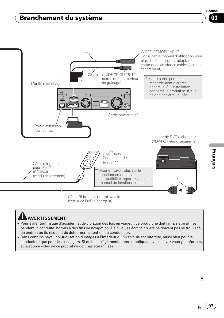 Branchement du système, Français | Pioneer AVIC-X3-II User Manual | Page 97 / 179